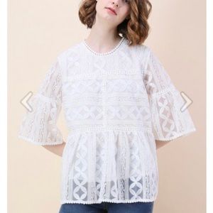 NWT Chicwish Summer Lovin White Lace Blouse Sz S/M